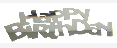 Schrift 13cm Happy Birthday silber